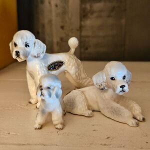 Josef Originals Standard Poodle Family 3 Dogs Vintage Japan Porcelain Figurines